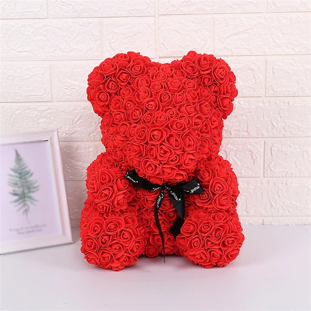 Rose Bear Artificial Flowers with LED Light Gift Box