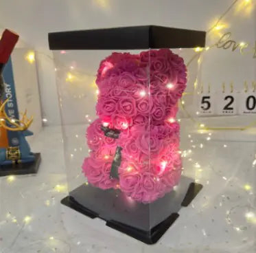 Rose Bear Artificial Flowers with LED Light Gift Box