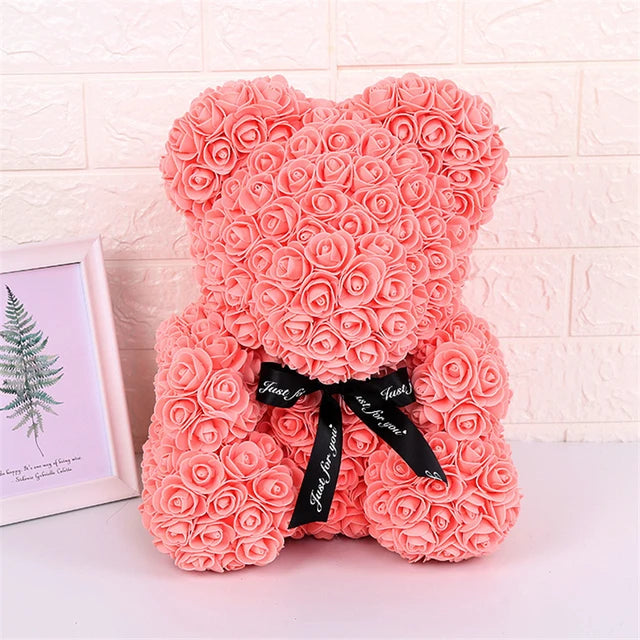 Rose Bear Artificial Flowers with LED Light Gift Box